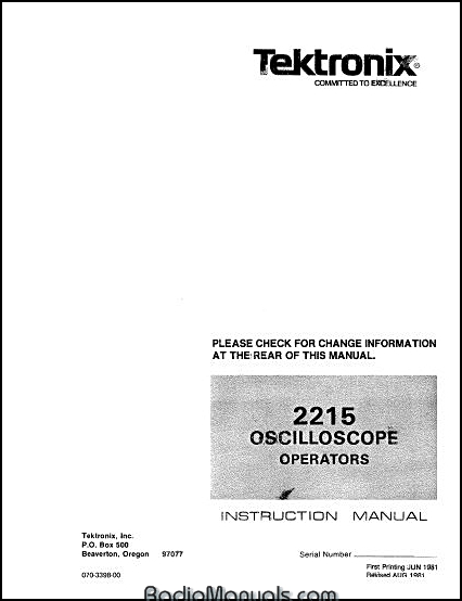Tektronix 2215 Operators Manual